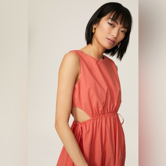 NWT Rails Yvette Cutout Organic Cotton Blend Midi Dress in Pink Size Large - Picture 3 of 9